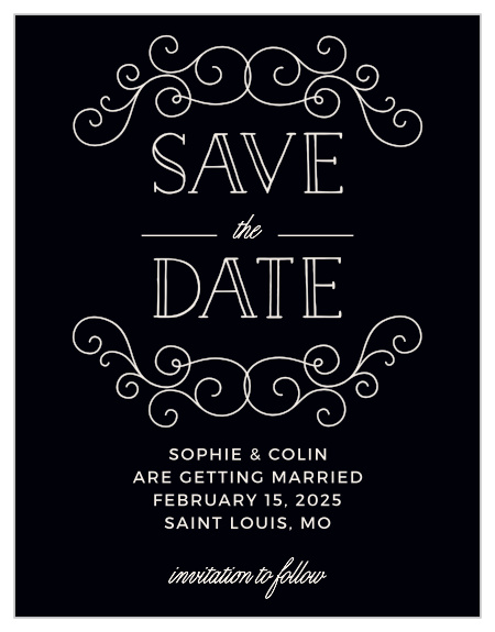Handwritten fonts and beautiful swirl accents make the Classic Penmanship  Save-the-Date Magnets a memorable way to announce your upcoming wedding.