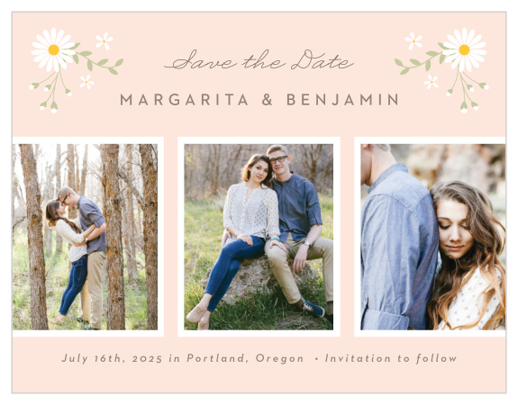 Family and friends will be rushing to their calendars to mark your wedding date when they see the look of our Summer Daisy Save the Date Cards.