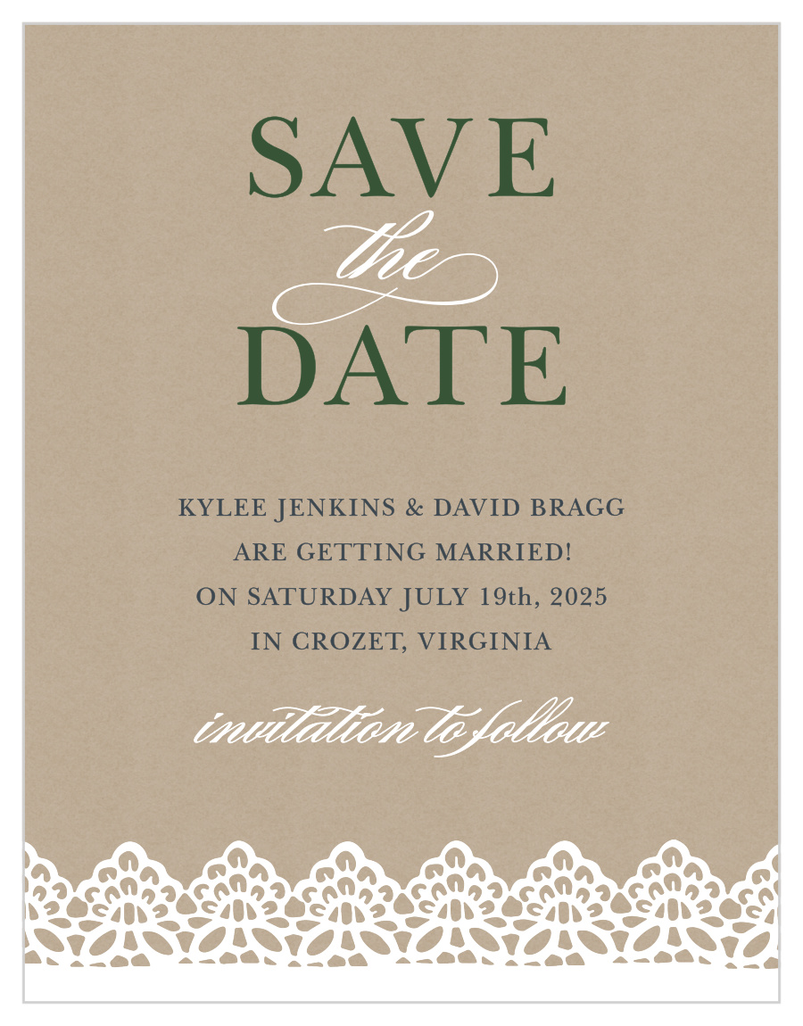 Rustic Lace Save the Date Magnets