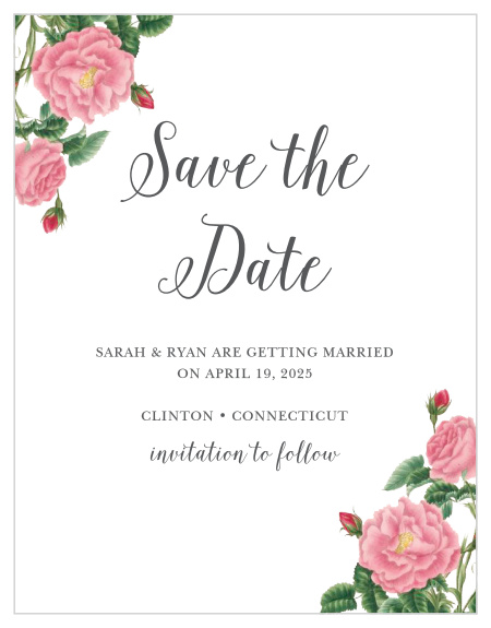 Completely customize the text of the Budding Blooms Save-the-Date Magnets.