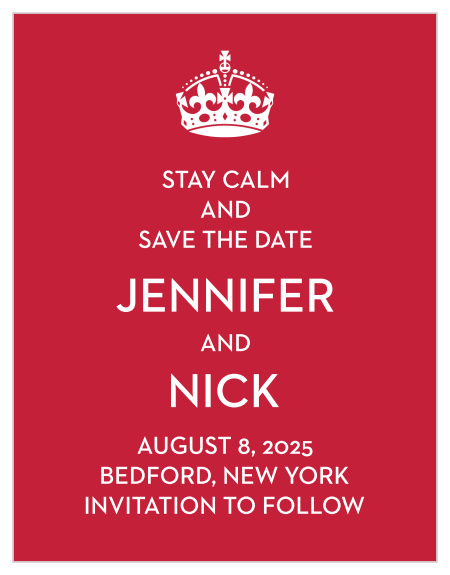 Bold and distinguished, this save the date card is sure to get a response. Our Royal Crown is simplistic and yet lets you have complete control when matching it to your distinct wedding.