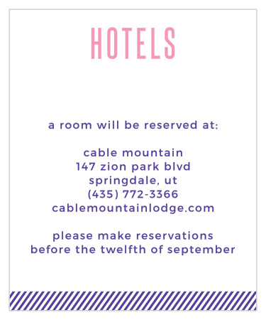 Help guests plan for your event with the Artful Elegance Accommodation Cards from the Crafty Pie Collection at Basic Invite. 