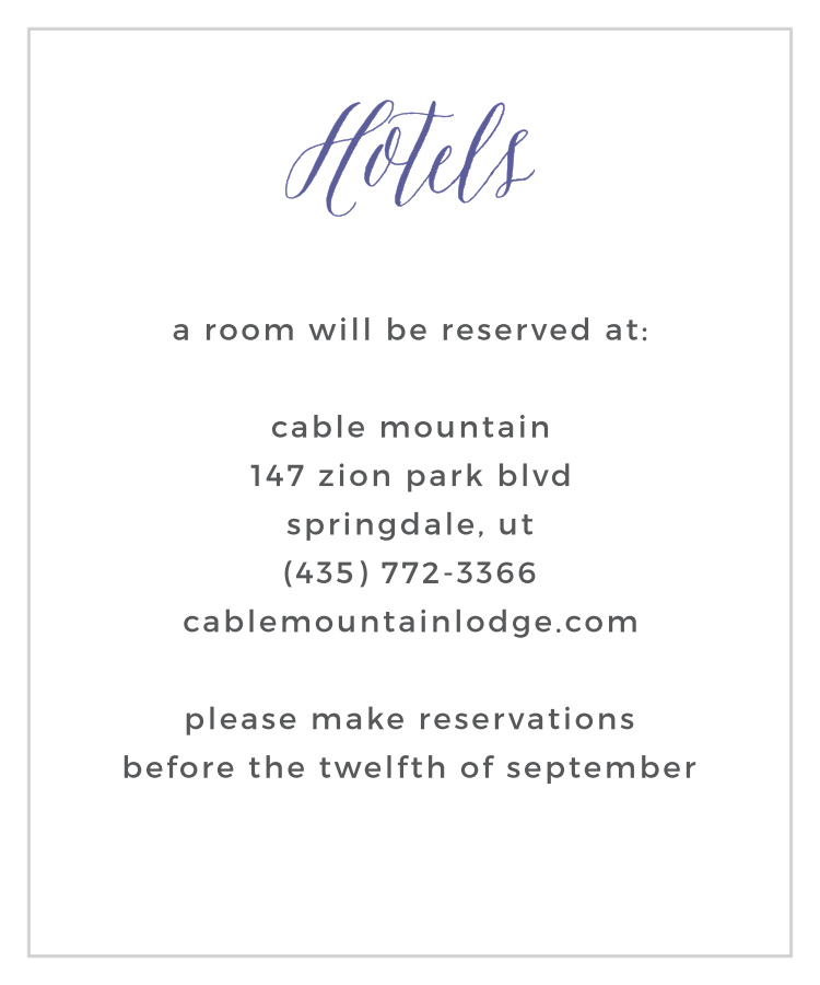 Rustic Script Accommodation Cards