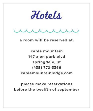 The fun, relaxed style of the Modern Beach Accommodation Cards is perfect for a beach-themed wedding.