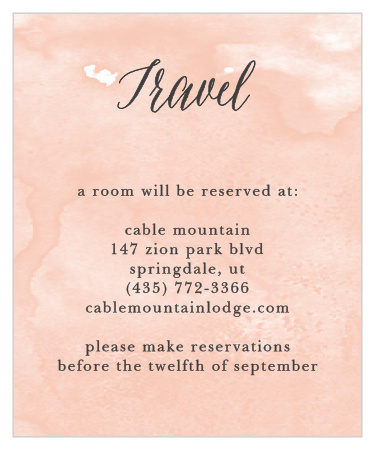 The Watercolor Script Accommodation Cards are part of the Crafty Pie collection by Basic Invite.