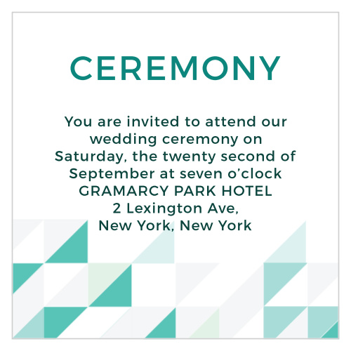 The Chic Geometric Ceremony Cards are small enclosure cards ideal for including additional ceremony or reception details.