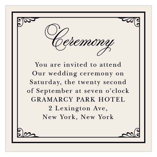 Include ceremony-specific details on the Grand Victorian Ceremony Cards from the Crafty Pie Collection at Basic Invite.