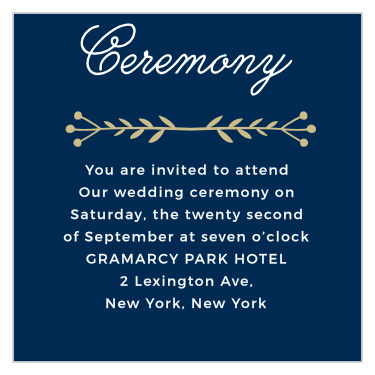 Don't forget to include important wedding-day details with Folksy Floral Ceremony Cards from the Crafty Pie Collection at Basic Invite.