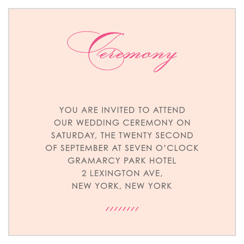 Include important wedding-day details with the Diamond Monogram Ceremony Cards.