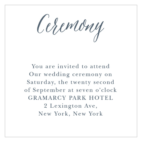Add your wording in the font of your choice to the Rustic Ombre Ceremony Cards. 