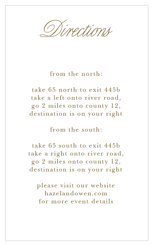 Give guests driving instructions to your wedding venue with the Opulent Frames Direction Cards.