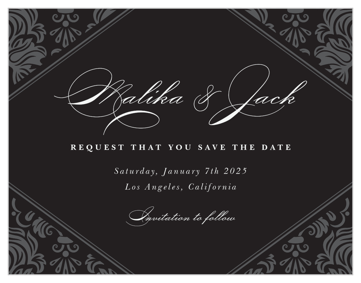Formal Damask Save the Date Cards