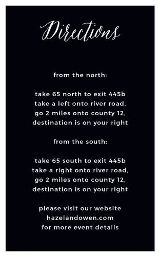 Ensure guests know how to find your wedding venue by including the Modern Elegant Direction Cards.