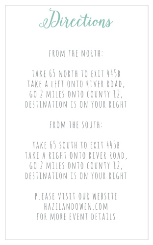 Include the Sweet Succulents Direction Cards as a thoughtful addition to your wedding stationery.