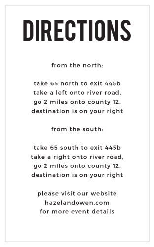 The Modern Poster Direction Cards ensure guests know the way to your wedding venue.