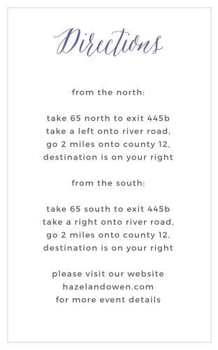 Help guests find your venue with the Rustic Script Direction Cards from the Crafty Pie Collection at Basic Invite.