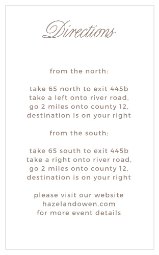 The Vintage Frame Direction Cards' simple design is easy to customize.