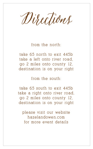 Help guests make it to your country wedding with the Rustic Wood Direction Cards.