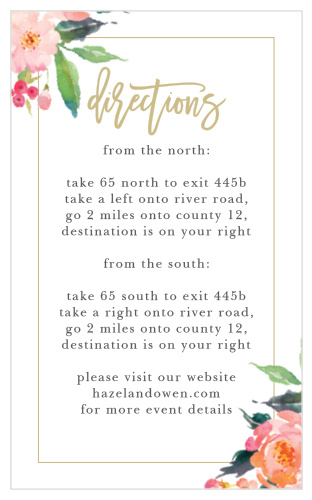 The Standing Ovation Direction Cards' tall design provides plenty of room for detailing driving directions to your venue.