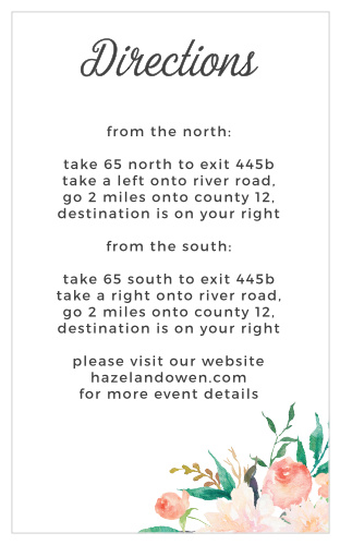 Include the Blossoming Love Direction Cards as a thoughtful addition to your wedding stationery.