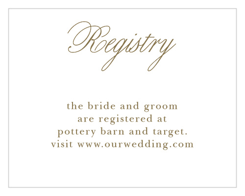 Small and simple, the Opulent Frames Registry Cards are the best way to direct guests to your wedding wish list.