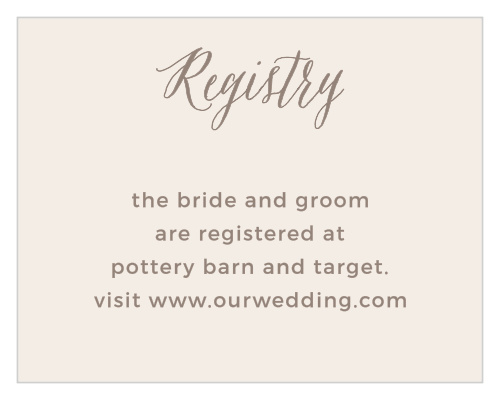 The Rustic Floral Registry Cards are small enclosure cards used for including your wedding registries. 