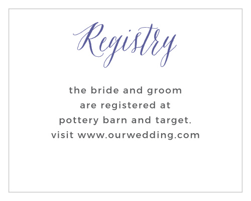 Direct guests to your wedding wishlist with the Rustic Script Registry Cards from the Crafty Pie Collection at Basic Invite.