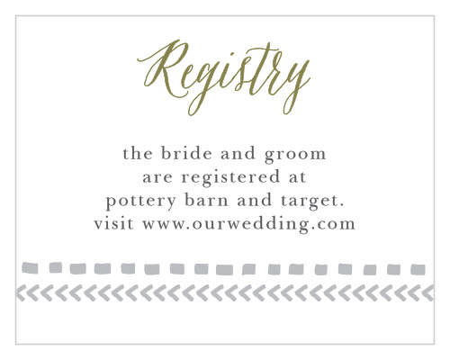 You've made your wedding wish list. Now make sure guests find it by including the Rustic Tribal Registry Cards in your wedding stationery.
