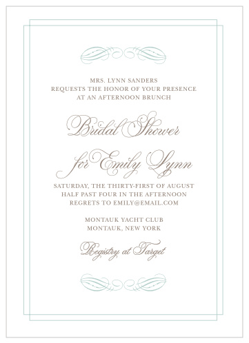 Elegantly celebrate the bride-to-be with the completely customizable Elegant Swash Bridal Shower Invitations.
