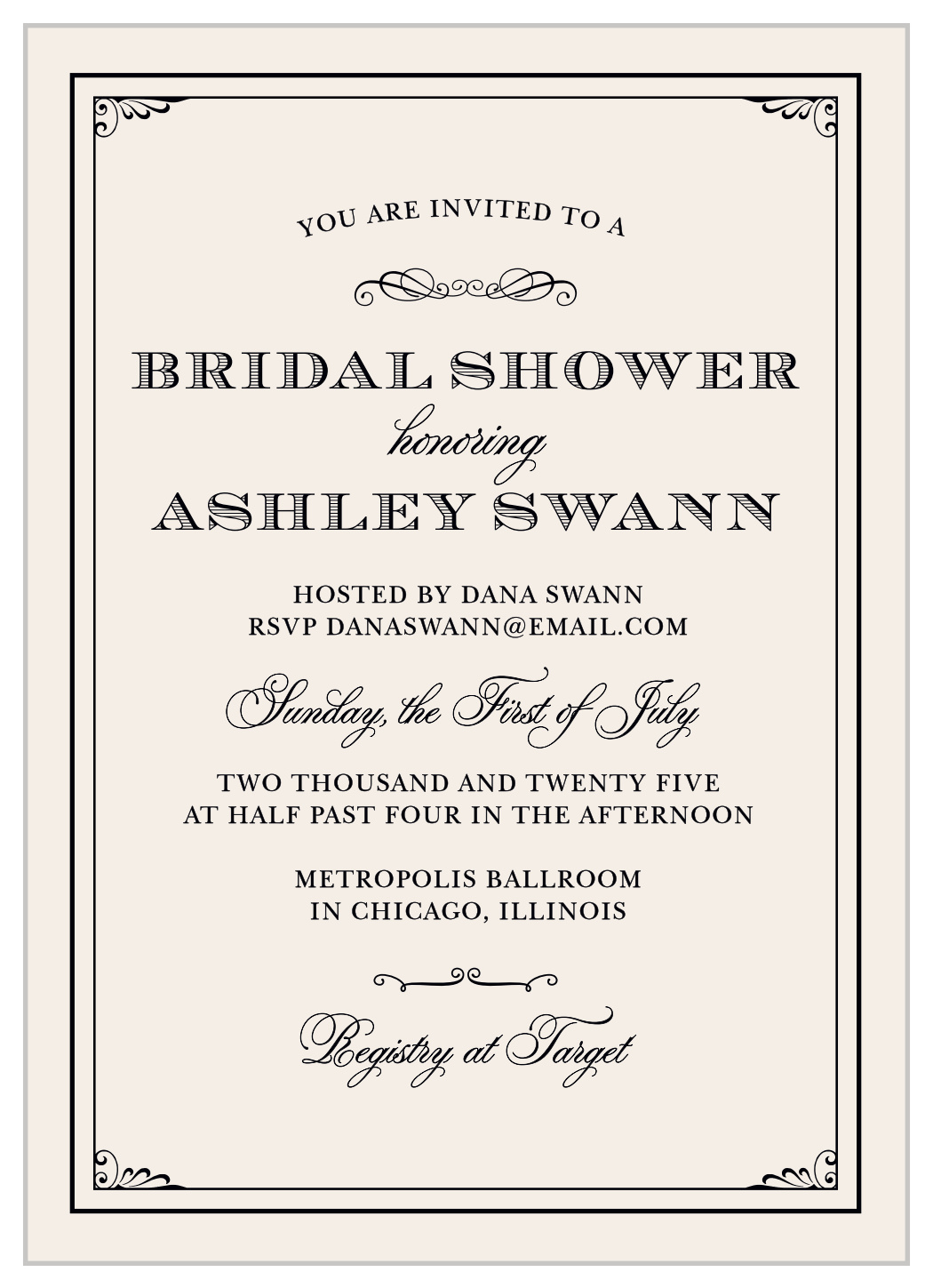 Vintage Victorian Bridal Shower Invitations
