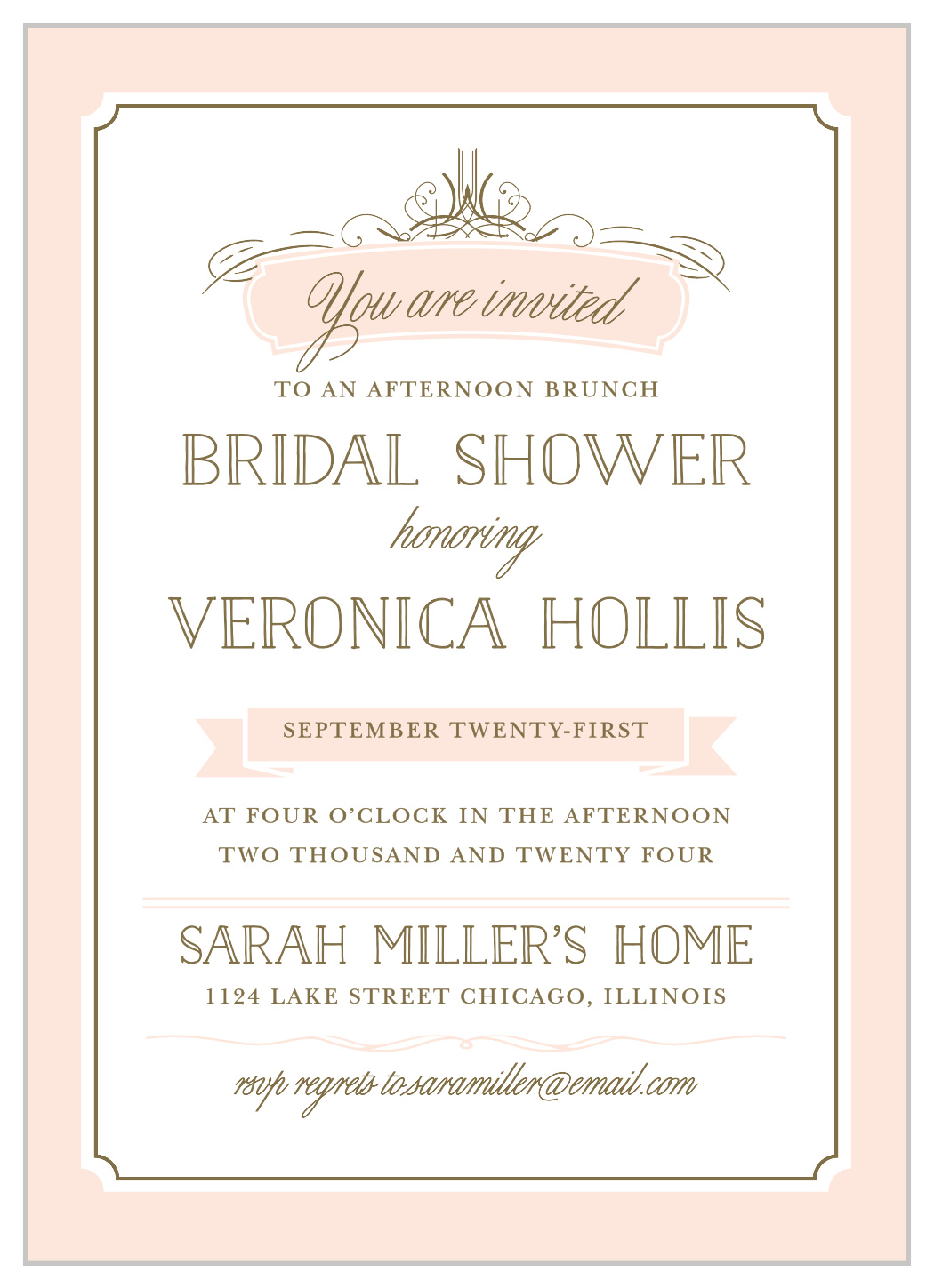 Framed Opulence Bridal Shower Invitations