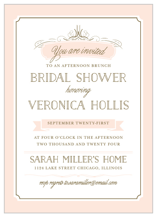 Invite friends and family to your glamorous event with the Framed Opulence Bridal Shower Invitations.