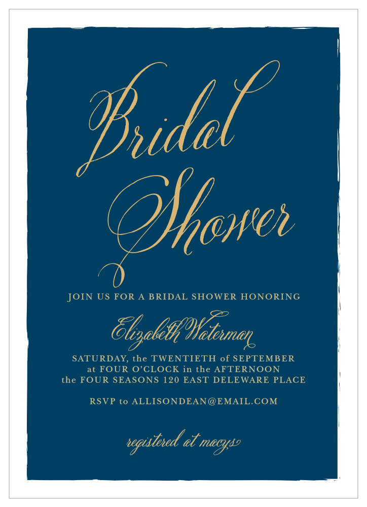 Calligraphy Script Foil Bridal Shower Invitations