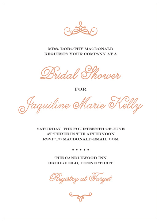 Treat the Bride like royalty with the Whimsical Swash Foil Bridal Shower Invitations.