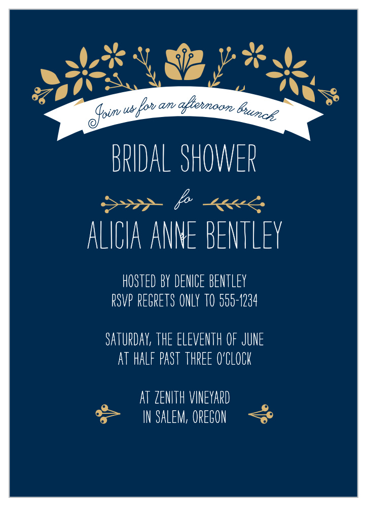 Folksy Floral Foil Bridal Shower Invitations