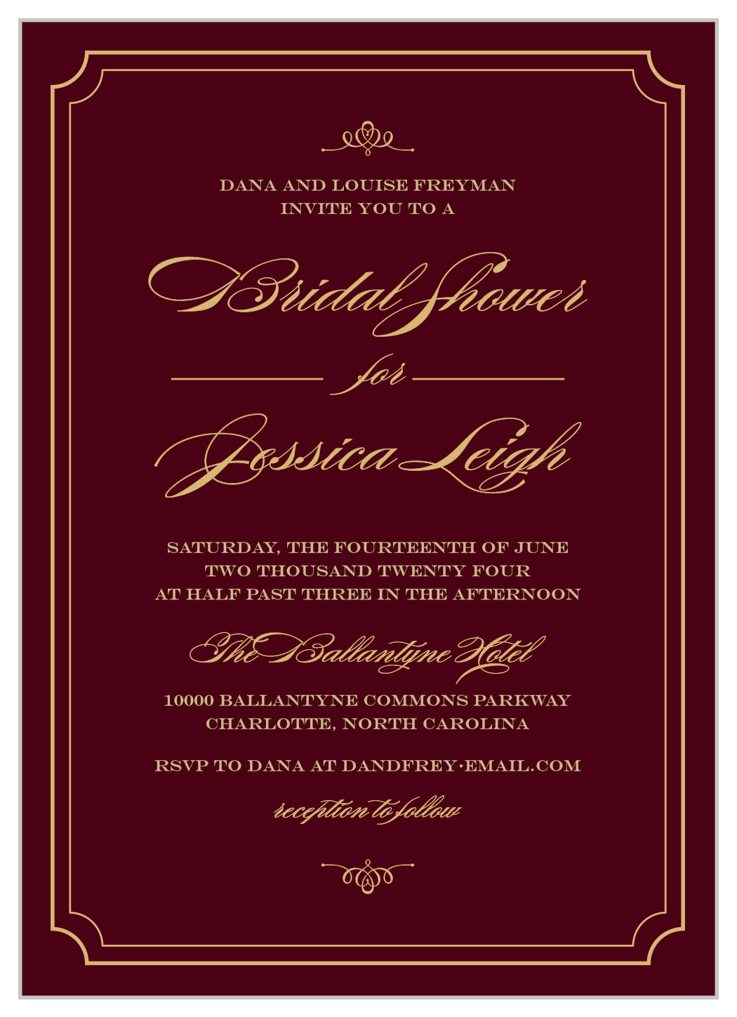 Elegant Script Foil Bridal Shower Invitations