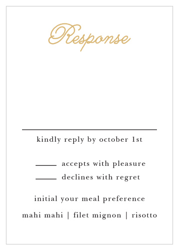 The Whimsical Script Foil Response Cards are a gorgeous and important part of your wedding stationery.