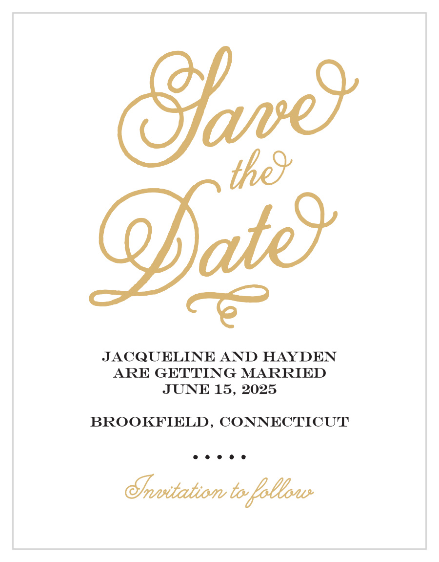 Whimsical Script Foil Save the Date Cards