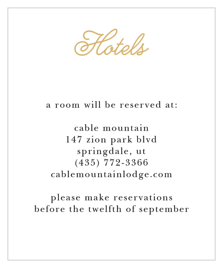 Whimsical Script Foil Accommodation Cards