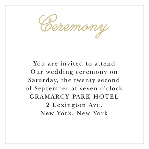 The Whimsical Script Foil Ceremony Cards are an excellent way to ensure guests have all the information they need to attend your wedding ceremony.