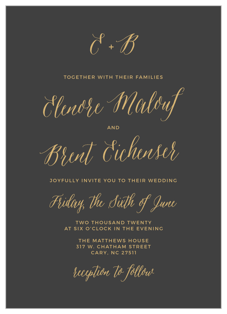 Rustic Script Foil Wedding Invitations