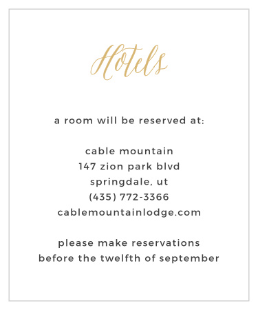 Guests will appreciate receiving the Rustic Script Foil Accommodation Card from the Crafty Pie Collection at Basic Invite as part of your wedding stationery. 