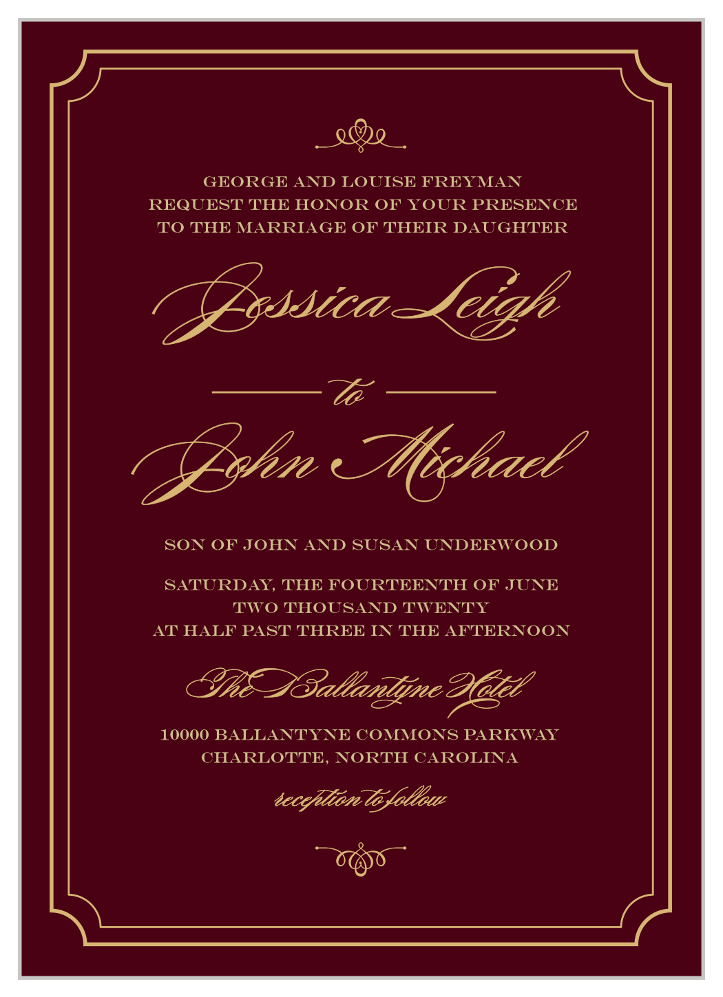 Elegant Script Foil Wedding Invitations