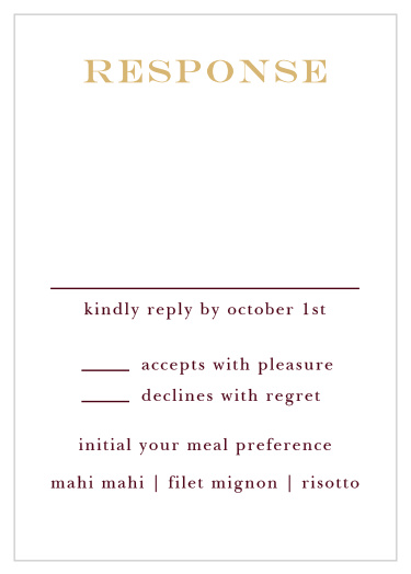 Use the Elegant Script Foil Response Cards to get a head count for your posh event.