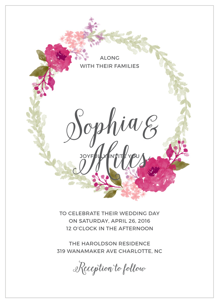 Watercolor Wreath Wedding Invitations