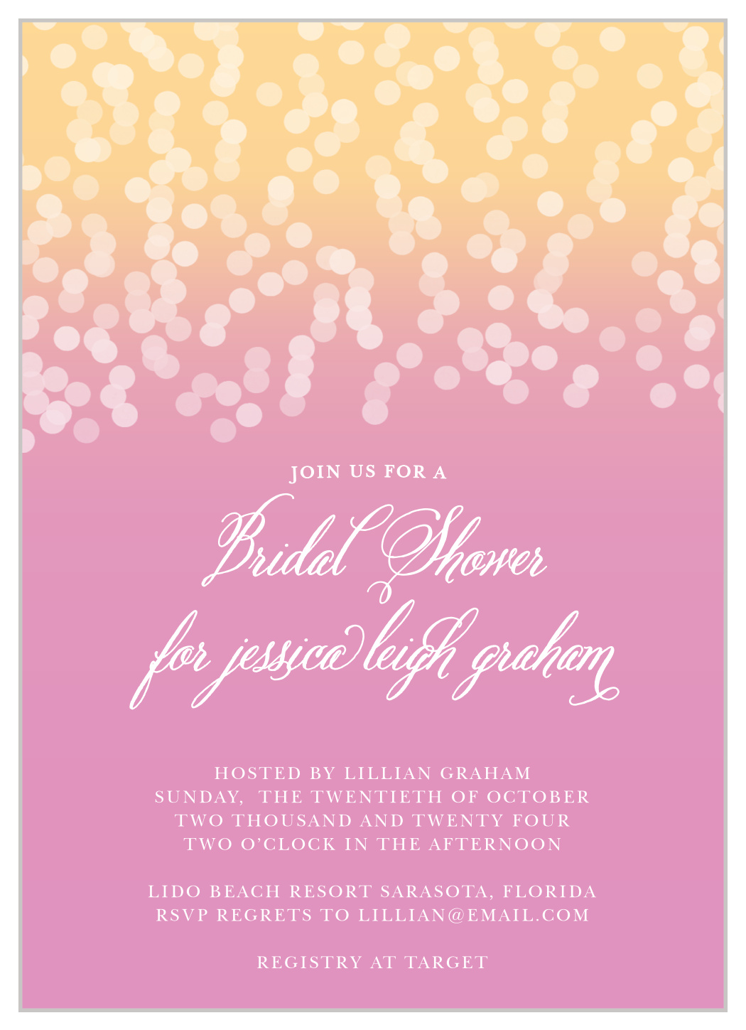 Confetti Ombre Bridal Shower Invitations
