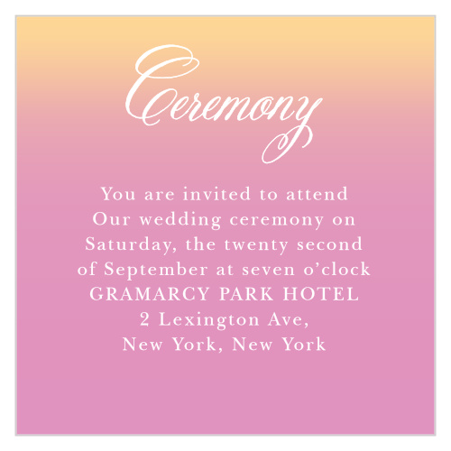Give guests all the information they need with the Confetti Ombre Ceremony Cards