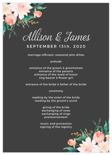 The Blossoming Love Wedding Programs make organization look fabulous.