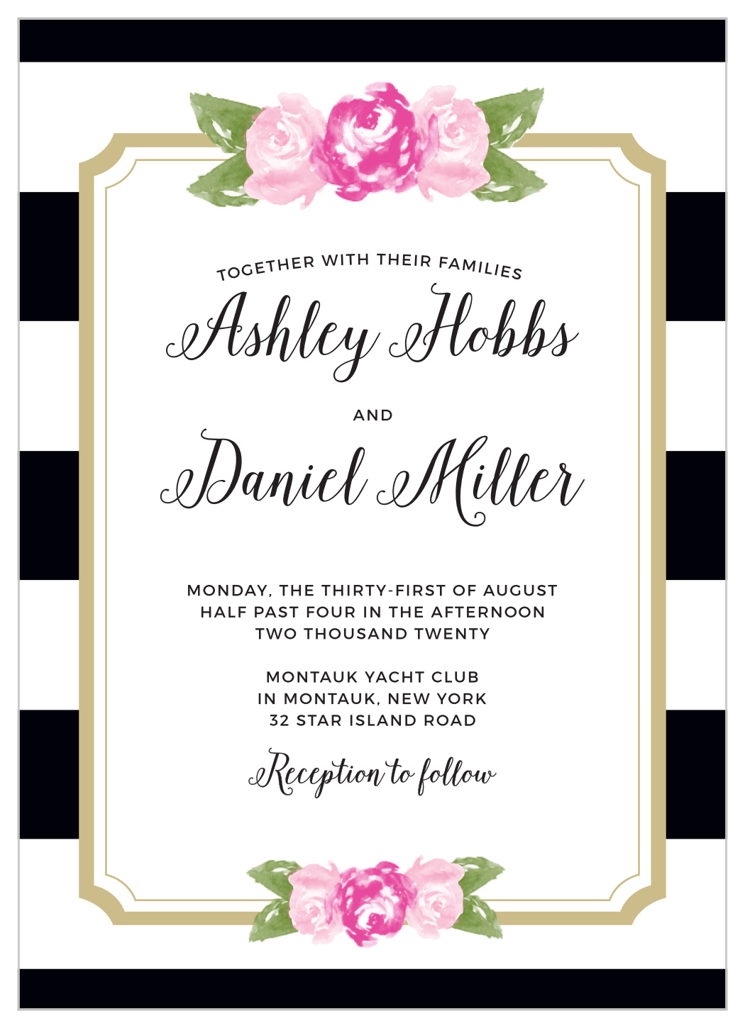 Floral Stripe Wedding Invitations