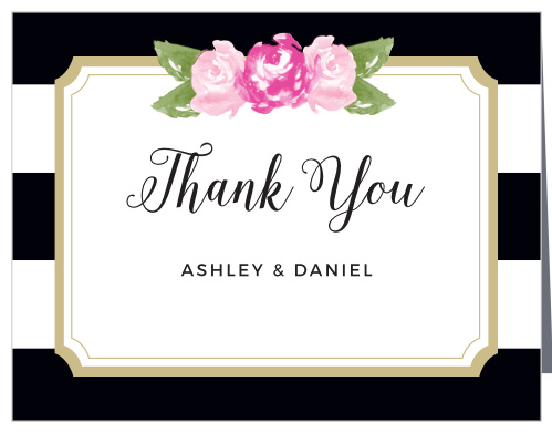 Floral Stripe Wedding Thank You Cards